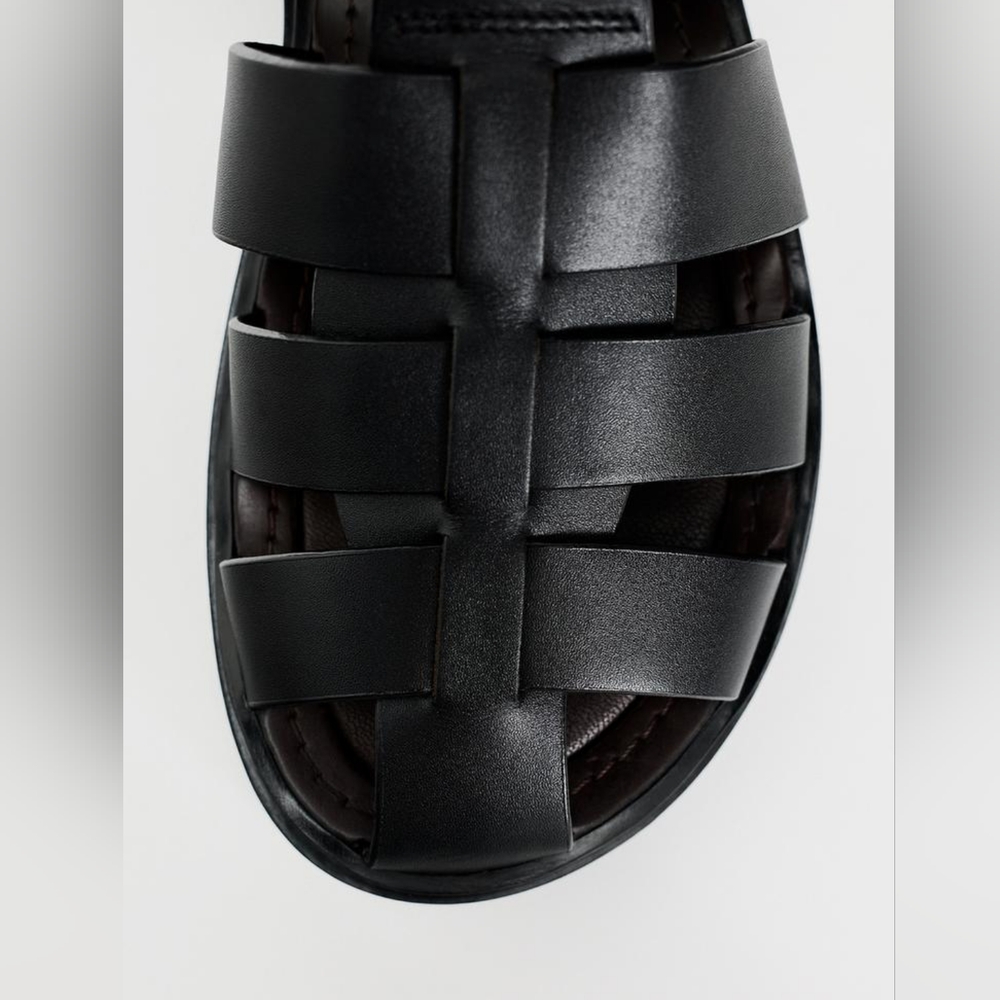 Zara Lug Sole Leather Cage Sandals - Picture 6 of 11